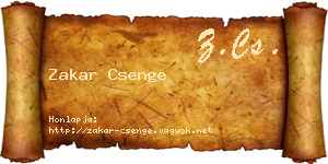 Zakar Csenge névjegykártya